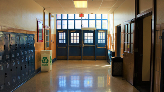 Hallway at Highland High School in Albuquerque, NM. Photo by Sal Guardiola II