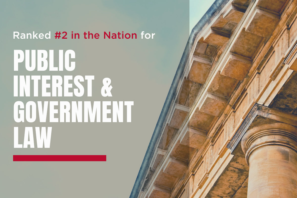 banner stating UNM has been ranked #2 in the nation for public interest & government law