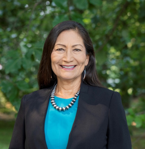 Deb Haaland, native american woman with long black hair