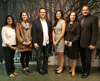 Creel and LaVelle with Columbia NALSA representatives and Columbia Law Professor Shawn Watts (third from left).