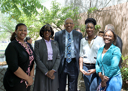 Dean Alfred Mathewson with (left to right) Sonia Gipson Rankin, ABA President Paulette Brown, Aja Brooks ('08) and Professor Sherri Burr