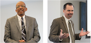 UNM Law School deans Alfred Mathewson (l) and Sergio Pareja welcomed attendees. 