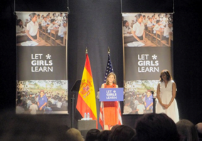 Spain's Queen Letizia introduces The First Lady at Let Girls Learn in Madrid, Spain. Photo courtesy of Alyssa Mercado ('18)