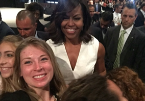 Marissa Koskovich ('18) takes a selfie with Mrs. Obama.