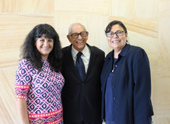 Judge M. Monica Zamora, Matias Zamora and Visiting Professor Cheryl Fairbanks at the Court of Appeals next door to the law school.
