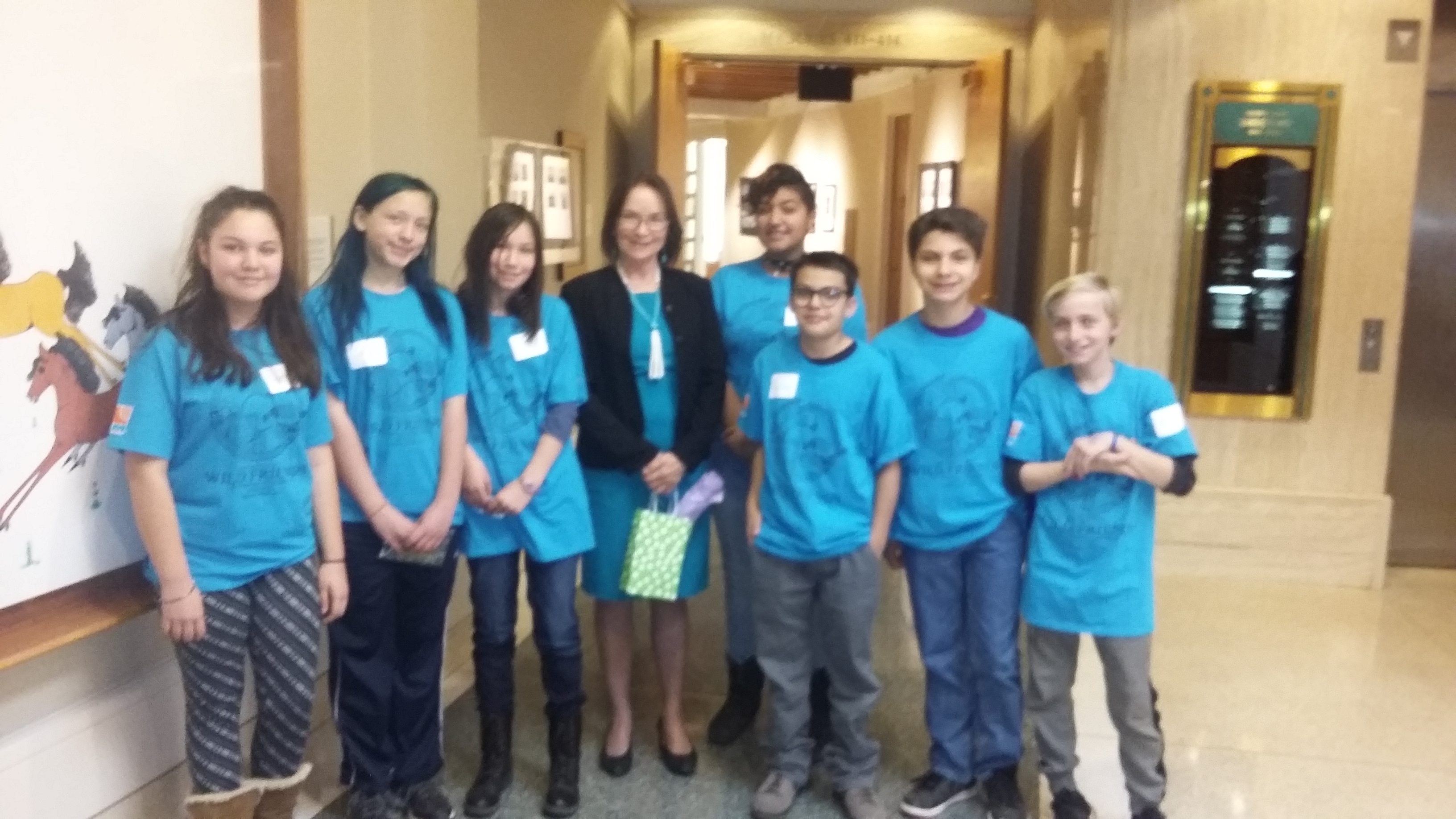 Students from Mt. Mahogany Community School in Albuquerque with Senator Mimi Stewart