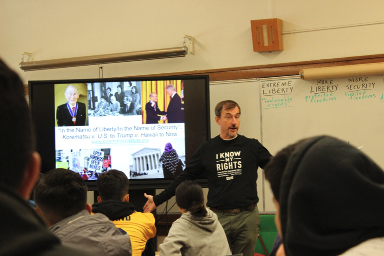 Child & Family Justice Advocate Lionel Betsch introduces the immense impact of Supreme Court decisions on our lives. Photo by Sal Guardiola II