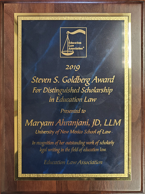 Professor Maryam Ahranjani Honored at the Education Law Association’s