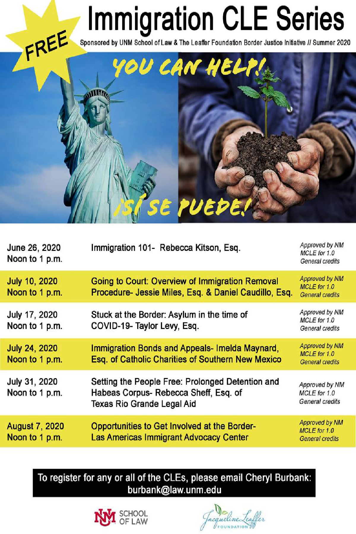 Border Justice Initiative’s Immigration CLE Series schedule