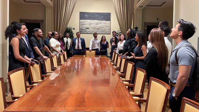 Students in a conference room