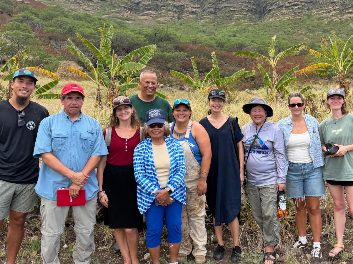 professor villa with students in hawaii